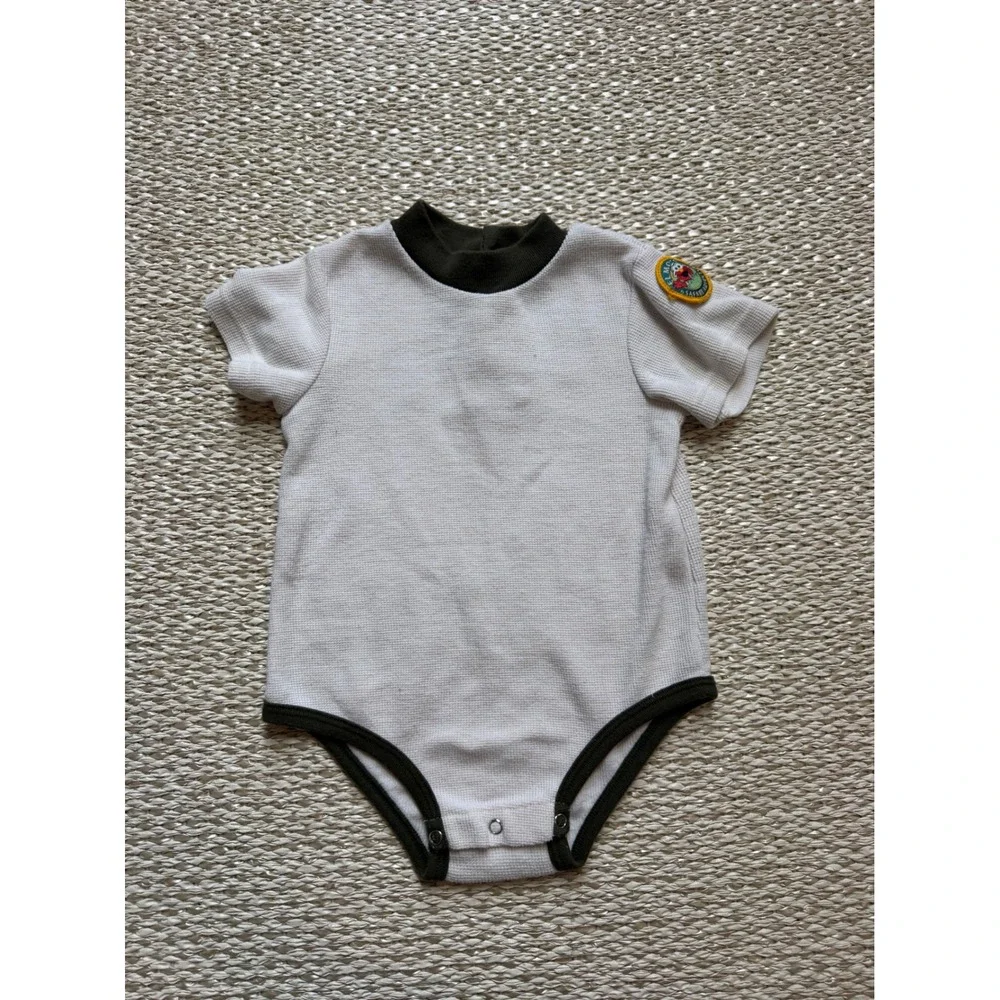 Vintage Sesame Street Elmo Safari‎ Adventure Waffle Knit Bodysuit XL 12 months